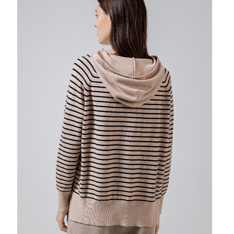 Modieuze trend Simple Leisure Joker Foundation Knit Hoodie Gestreepte Single Top 68060#
