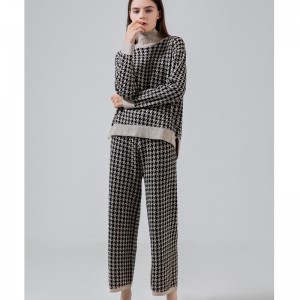 Modieuze casual joker gebreide Qianbird-gepleisterd tweedelige pak 69002#