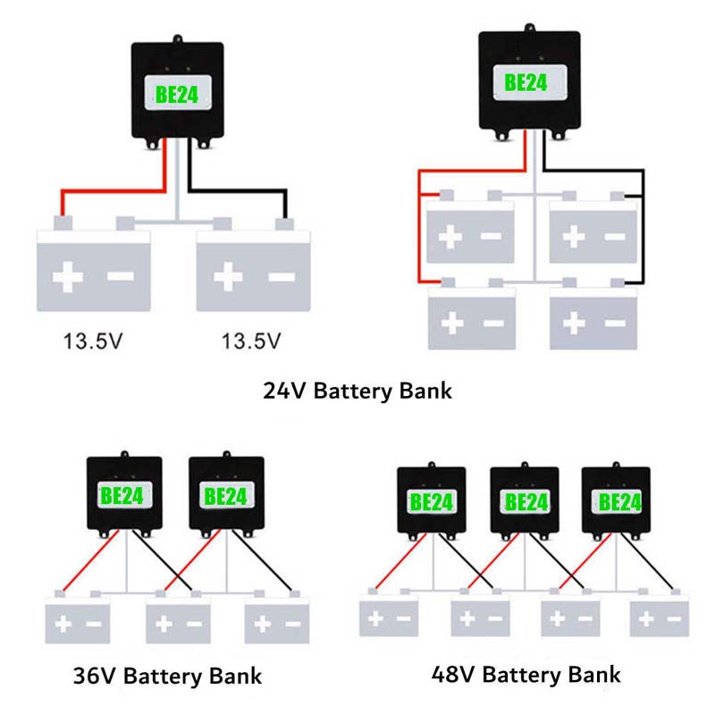 Batterij Equalizer Balans voor 24V 36V 48V batterijbanksysteem gebruikt voor gelvloer AGM loodzuurbatterijen
