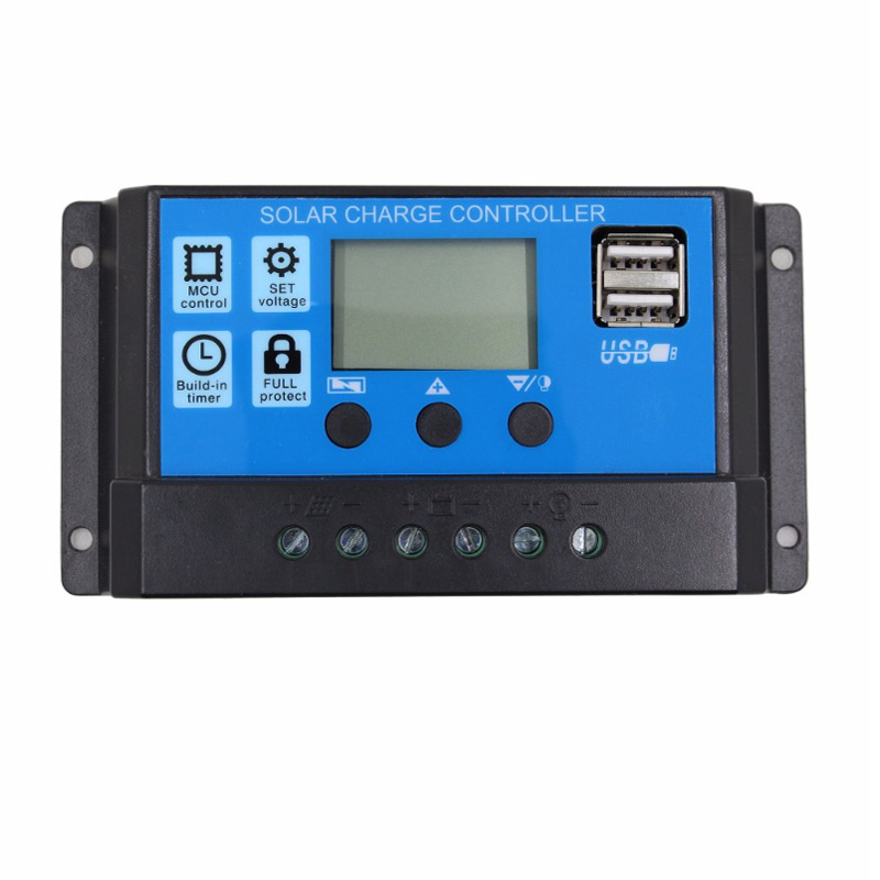 PWM Solar Charger Controller 60A 50A 40A 30A 20A 10A 12 V 24 V Batterijlader LCD DUAL USB Solar Panel Regulator MAX 50V PV INPUT