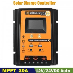 PWM 30A 12V 24VDC Solar Charge Battery Regulator Controller Solar Panel met Dual USB-uitvoer LCD-scherm