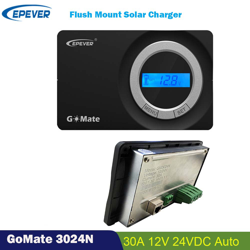 Epever 30A Solar Charge Controller Batterijregelaar 12V 24V LCD-scherm Flush Mount Automatisch voor Camping Car RV-vaartuig