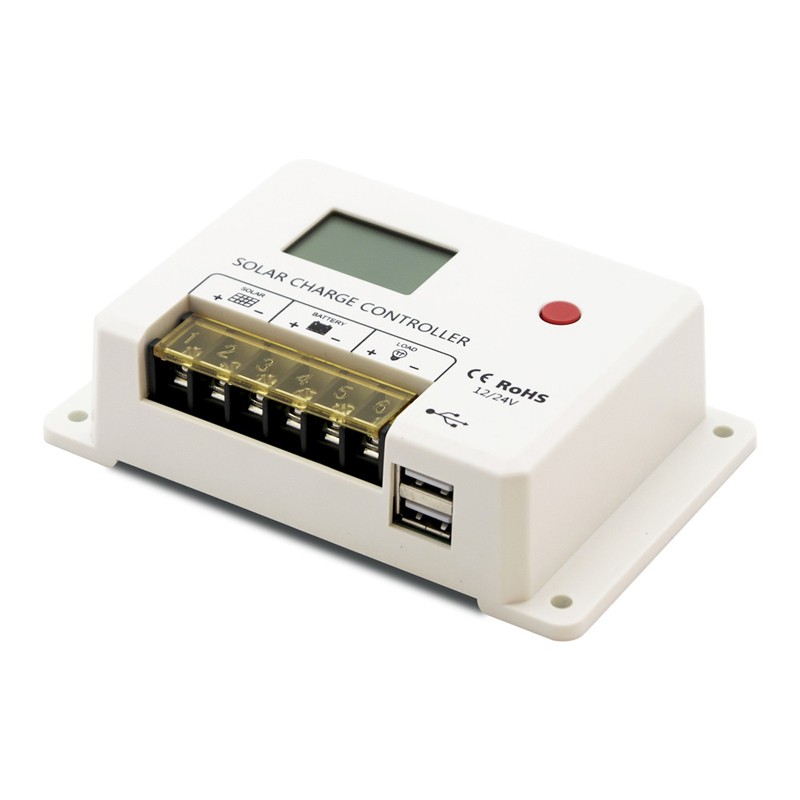 Nieuwe SRE PWM 10A 20A 30A Solar Charge Controller 12V 24V Auto LCD-scherm DUAL USB 5V/2A-poort voor lood-zuur lithiumbatterij