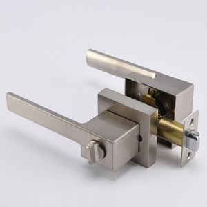 S7809 Hedendaagse vierkante privacydeurhendel voor slaapkamer of badkamer, sleutelloze lockset deurknoppen ingesteld in satijnnikkel