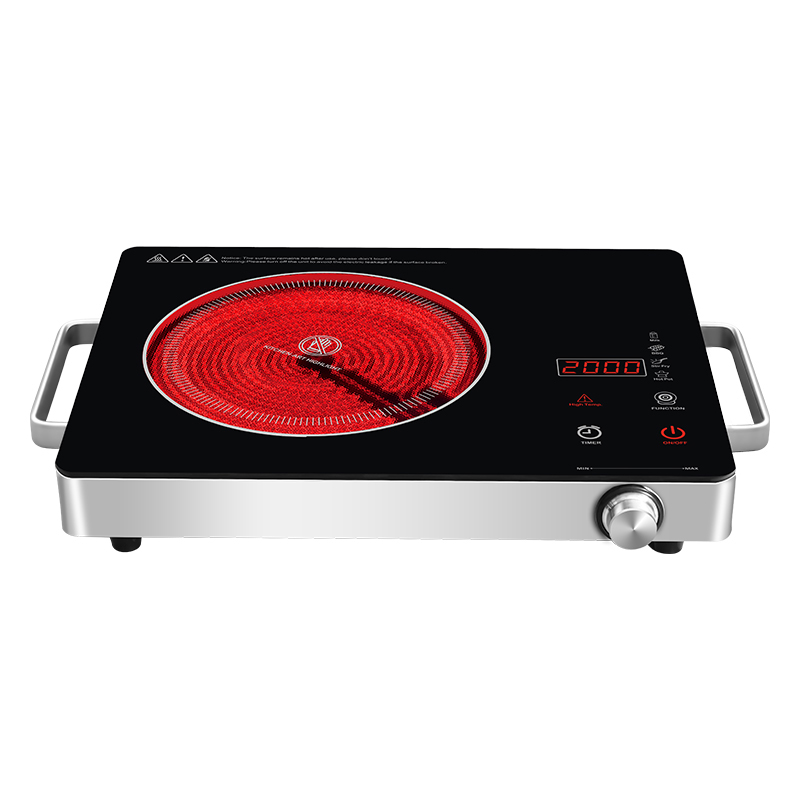 A13A draagbare elektrische kookplaat, 1200W elektrische infrarood enkele brander voor keuken camping RV kantoor, keramische glazen enkele kookplaten