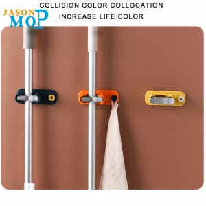 JASONnieuw ontwerp multifunctionele thuiskeuken wandgemonteerde dweil en bezemhouder met sticker