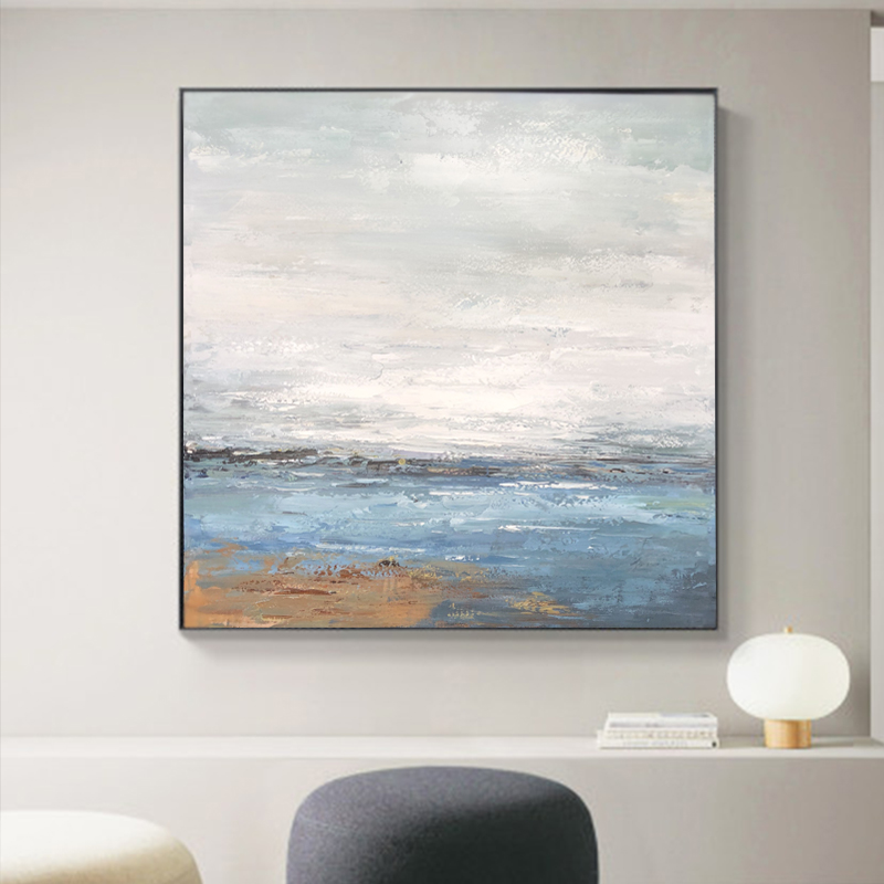 Zeegezicht puur handgemaakt abstracte kunstwerk ingelijste acryl schilderij wanddecoratie canvas olieverfschilderij voor woonkamer