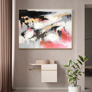 Hot koop groot formaat roze en zwart handgeschilderd op canvas acryl schilderij muur decor abstracte kunstwerk olie voor de woonkamer