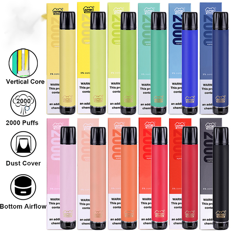 Authentieke VAPEN MACRO 2000 ZAKEN WEGGEVOERDE VAPE PEN MET VERTICALE COIL PLUS XXL XTRA Extra Flex Vaporizer Pre-Filled Bars E CIGS Vaporizers