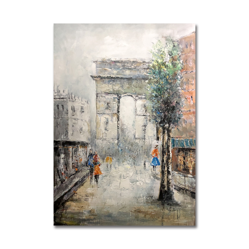 Nieuw product handgeschilderde moderne stijl muur eiffel landschap decoratie olieverfschilderij