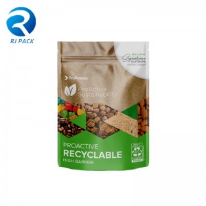 High Barrière Eco Recyclebare stand-up pouch voor voedsel ofnon-food verpakking met ritssluiting