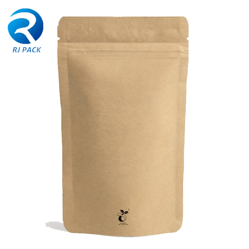 100% composteerbare warmte-hersluitbare hoge barrière voedsel verpakking stand-up pouch kraft tas
