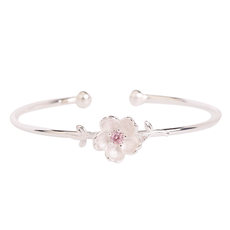 Elegante persoonlijkheid kersenbloesem zilveren armband