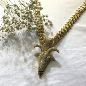 Zirkoon solide herten hoofd hiphop ketting