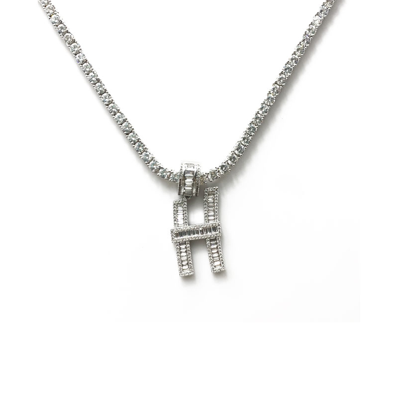 Dame Creative Metal Letter Diamond Hanger Ketting
