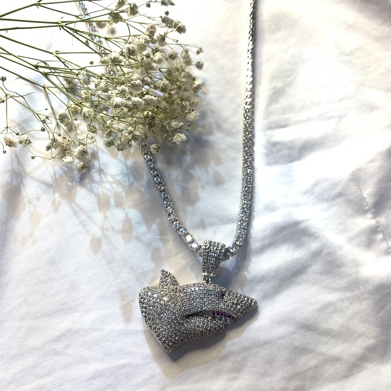 Hot Selling Fashion Luxe Sieraden Diamond Shark Hip Hop Ketting