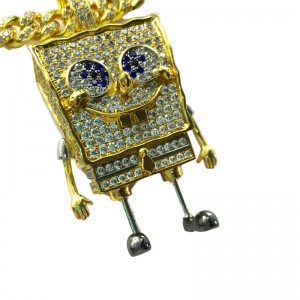 Mode Cartoon Spongebob Squarepants Ingelaid Zirkoon Hanger Hip Hop Street Trend Necklace