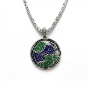 Nieuwe volledige zirkoon diamant roteerbare aarde hanger indian lange mobiele telefoon riem ketting