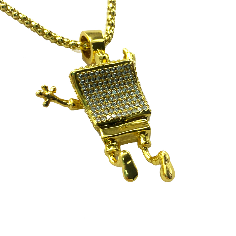 Ingelegd zirkoon spongebob hiphop ketting