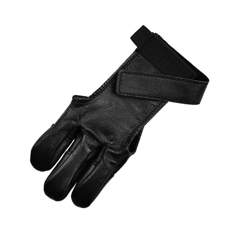 ELONG OUTDOOR 42FT03 Vingerhandschoen voor Recurve Boog Zwart Kleur Boogschieten Schieten Vingerbescherming