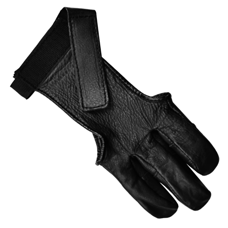 ELONG OUTDOOR 42FT03 Vingerhandschoen voor Recurve Boog Zwart Kleur Boogschieten Schieten Vingerbescherming