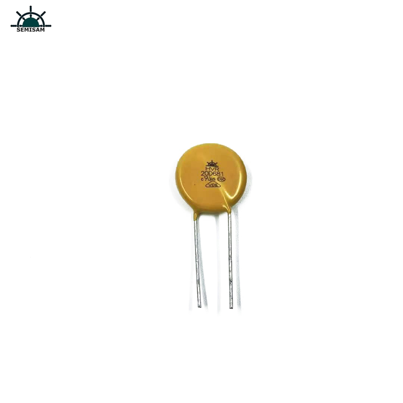 China ODM Electronics Componenten, Geel MOV 20mm HVR20D681K Zinkoxide-varistor voor voedingsapparatuur