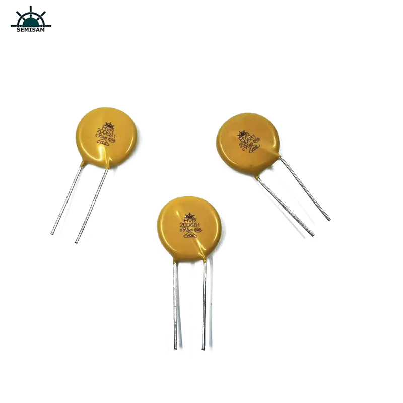 China ODM Electronics Componenten, Geel MOV 20mm HVR20D681K Zinkoxide-varistor voor voedingsapparatuur