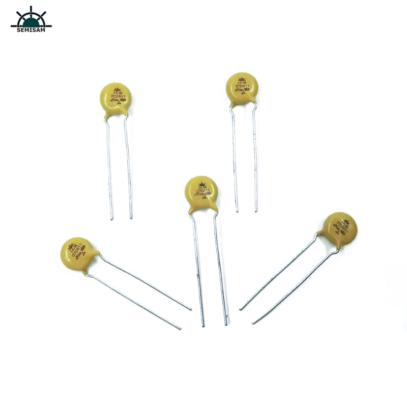 China ODM Electronics Components, Gele MOV 7mm HVR07D511K Zinkoxide-varistor voor huishoudapparaat