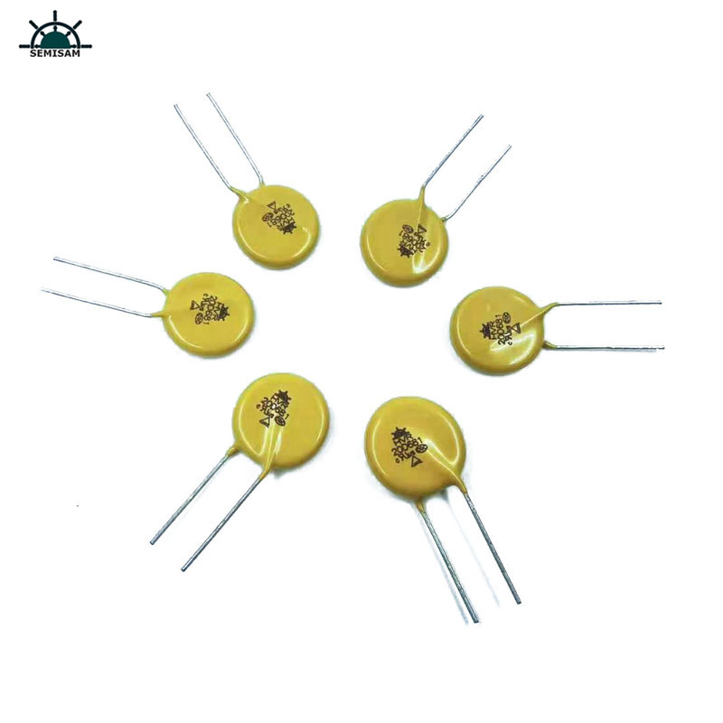China ODM grote macht, beschermende donder gele mov 20mm 10% HVR20D681K zinkoxide-varistor voor voedingsapparatuur