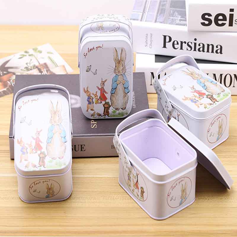 Food Grade Candy Tin Box Small Tin Box met handvat108 * 80 * 60mm