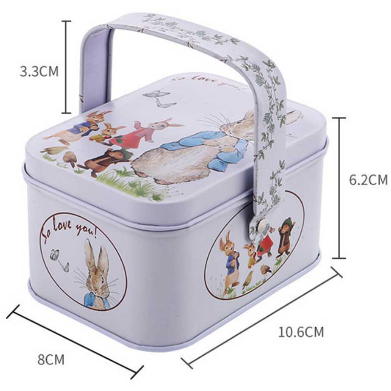 Food Grade Candy Tin Box Small Tin Box met handvat108 * 80 * 60mm