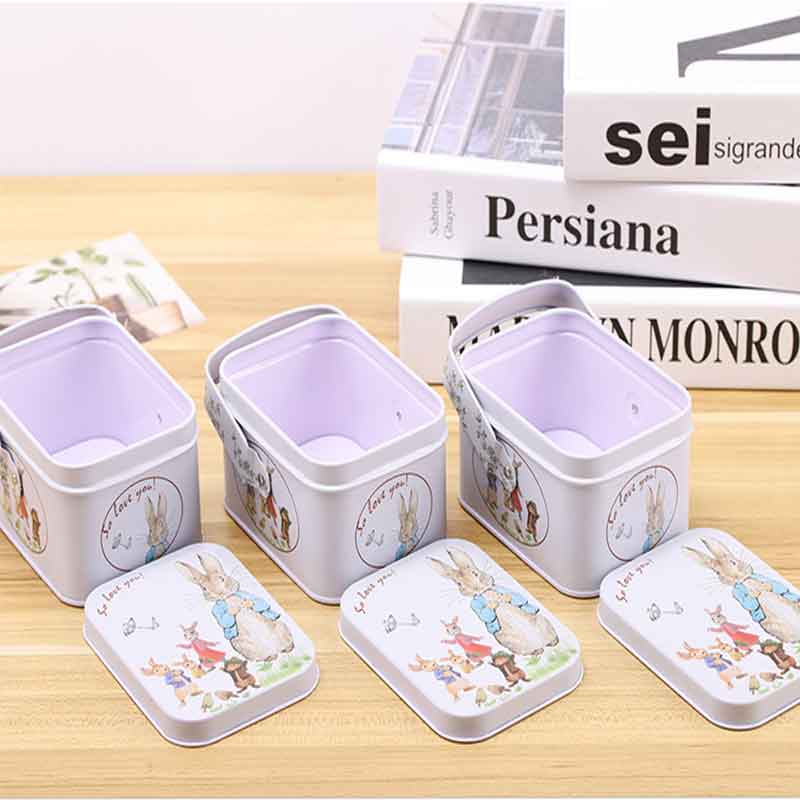 Food Grade Candy Tin Box Small Tin Box met handvat108 * 80 * 60mm