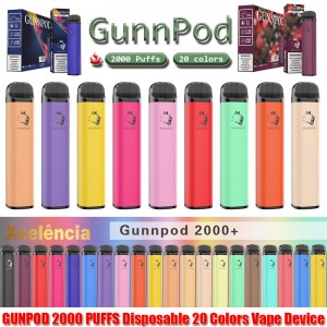 Gunnpod 2000 Puffs Pre-Filled Disposable Vape 1250mAh batterij E Sigaret Deivce 18350 8 ml Vaporizer Starter Kit vs Elf Bar 20 Flavs Pen Pod Bladerdeeg Gunpod