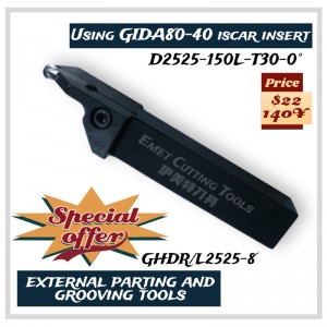 EMET Snijgereedschappen, externe draaikopers, externe scheiding en groevende hulpmiddelen, metname voor wielbewerking, met behulp van ISCAR GIDA80-40-inzetstuk, GHGR/L2525-8, GHGR/L2525-6