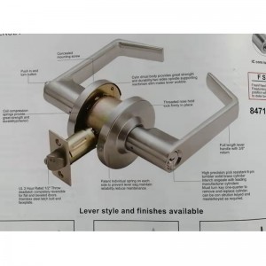 7205 Grade 2 Commercial Duty Office Deur geknepen hendel Lockset, Satin Chrome Finish