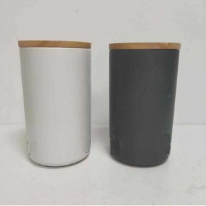 Groothandel hoge ronde met houten deksel keramische steengoed opslag canister jar