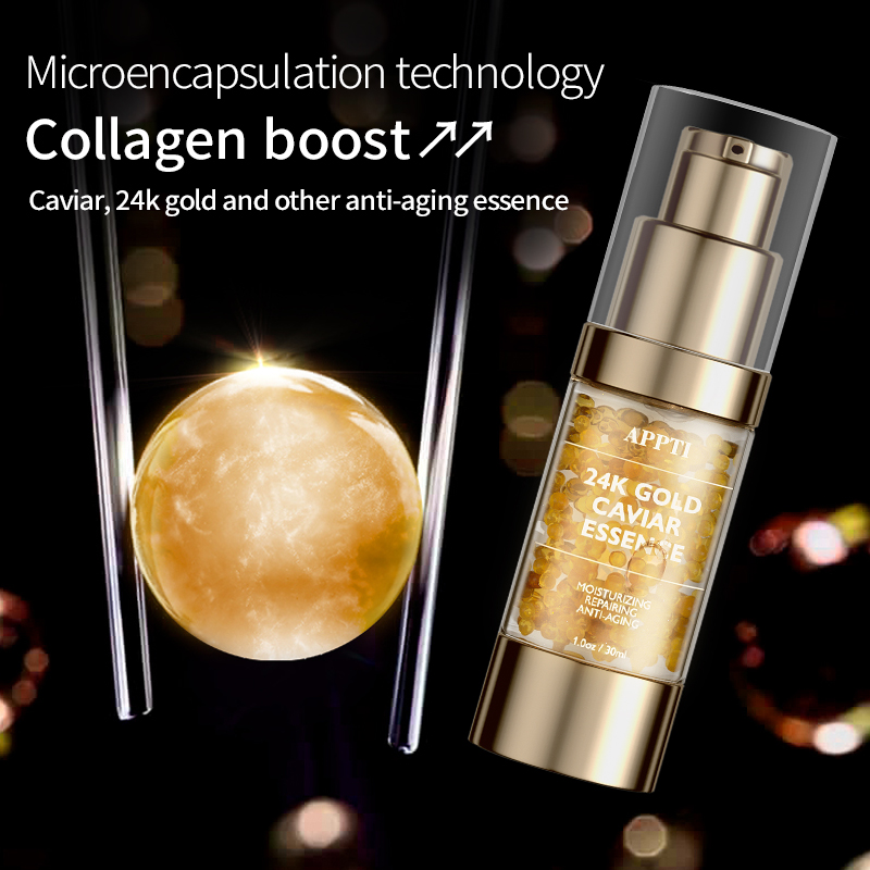 Fabriek groothandel whitening 24k gouden kaviaar serum organische anti-aging helderder rimpel firming collageen serum