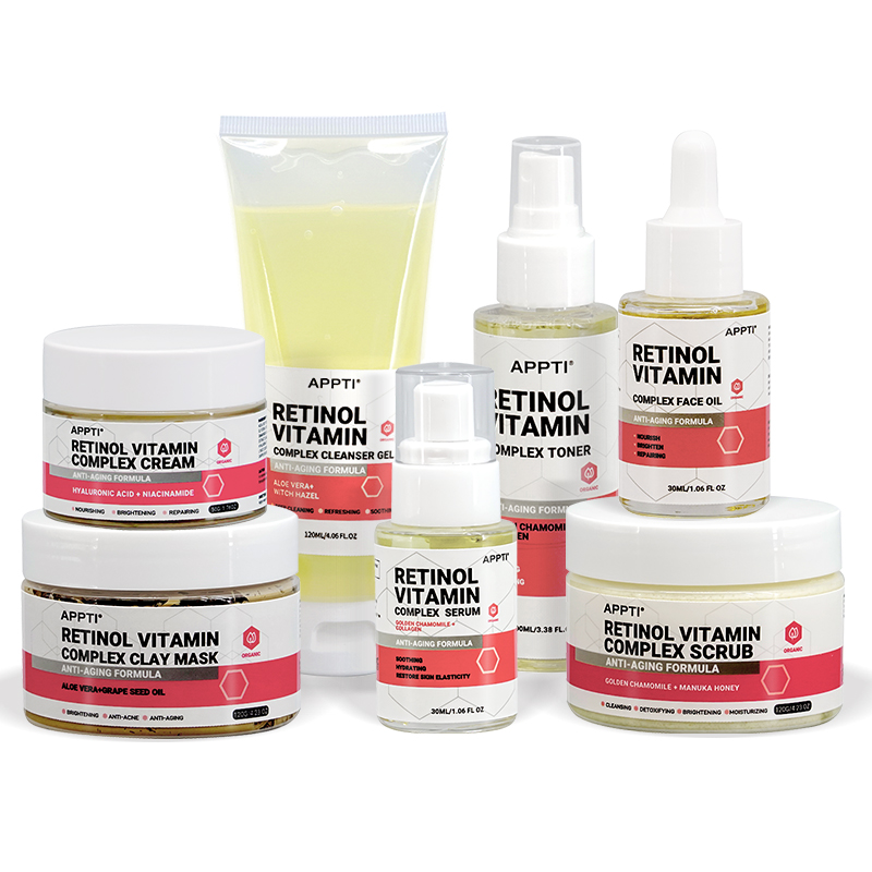 GRATIS Facial Vitamine C Huidverzorging Set Natural Moisturizing Whitening Retinol Vitamine C Serum Private Label Face Care Set