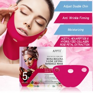 Appti Rose Rugosa V-Line Lifting Bandage Masker Gezicht Afslanken Strap Schoonheid Dubbele Chin Reducer Hydrogel Facial Mask om de kin op te tillen en de huid vast te draaien