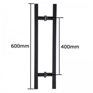 SS-031 Zwart hoogwaardige roestvrijstalen glazen deur duw trekhendel H vorm dubbele zijde, 24 inch vierkante schuifdeurgreep