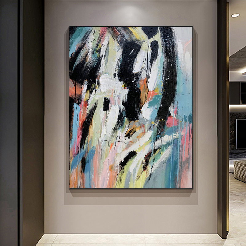 100% handgemaakte moderne muur kunst abstracte olieverfschilderij op canvas voor ingangsdecoratie