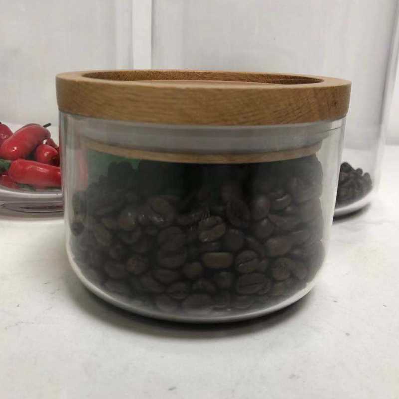 Clear Glass Food Storage CANNER JAR-collectie met luchtdicht houten deksel