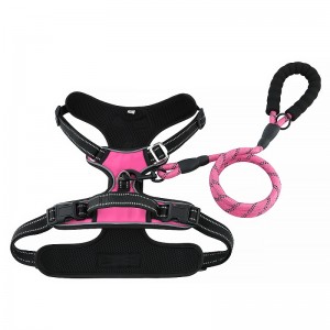 Aangepaste hond vest reflecterendenylon grote gesp omkeerbare hond harnas met leiband