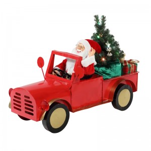 160 cm Muzikale geanimeerde Santa Claus zittend op vrachtwagen kerst ornamenten collectie vakantie decoratie beeldje AC-adapter