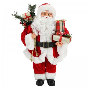 42 cm Kerstmis Standing Santa Claus Ornament Decoration Figurine Collection Stof Holiday Festival Xmas Pluche Custom Item