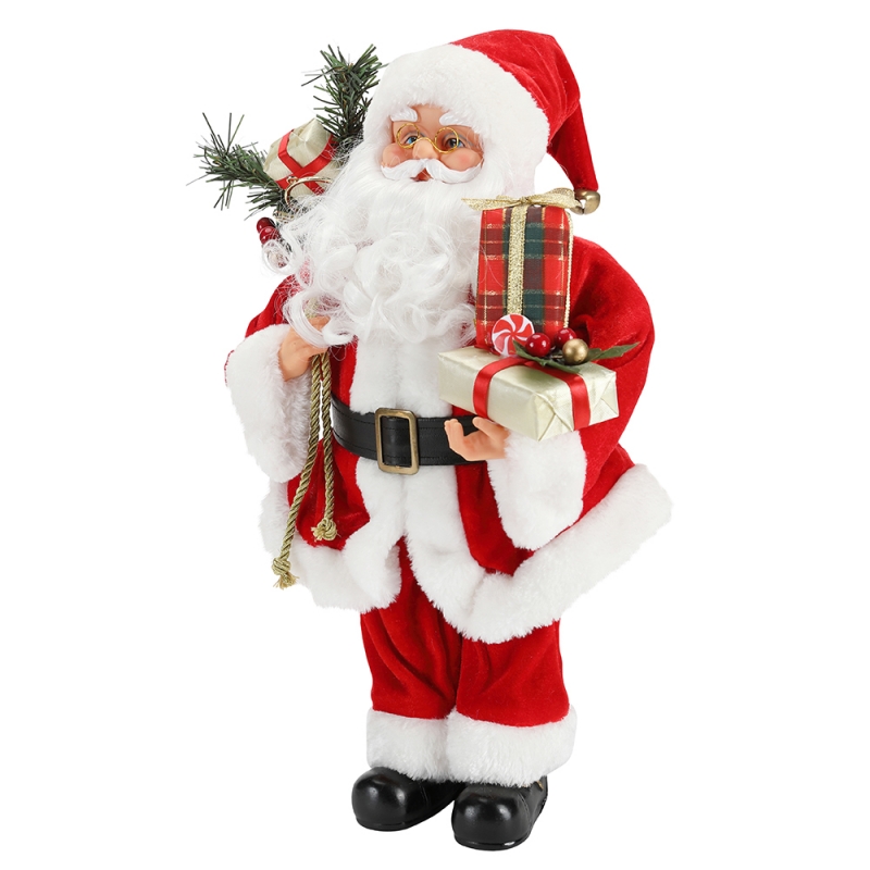 42 cm Kerstmis Standing Santa Claus Ornament Decoration Figurine Collection Stof Holiday Festival Xmas Pluche Custom Item