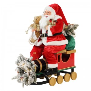 60/90cm Kersttrein Santa Claus met verlichting Ornament Decoratie Festival Vakantie Figurine Collectie Traditionele Kerstmis