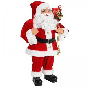 62 cm Kerstmis staande Santa Claus met Candle Ornament Decoration Figurine Collection Stof Holiday Festival Xmas pluche