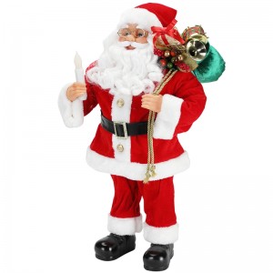 62 cm Kerstmis staande Santa Claus met Candle Ornament Decoration Figurine Collection Stof Holiday Festival Xmas pluche