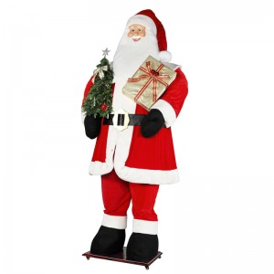 3.8m Big Christmas Santa Claus met Boom en Gift Tas Led Light Rise en Down Show Tentoonstelling Decoration Holiday Festival Luxury